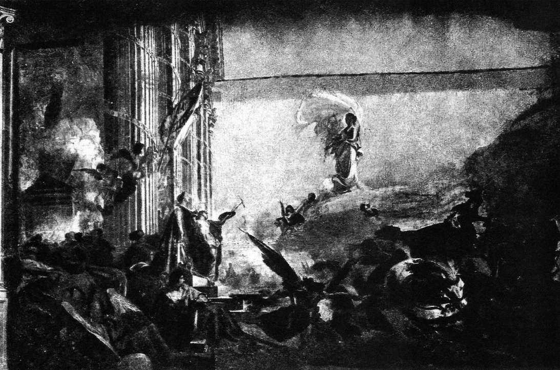 Il trionfo della pace. Sipario del teatro a Genova